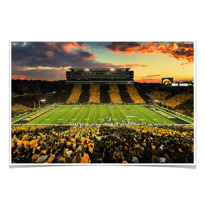 Iowa Hawkeyes - Kinnick Stadium Stripe Out Sunset - College Wall Art #Poster