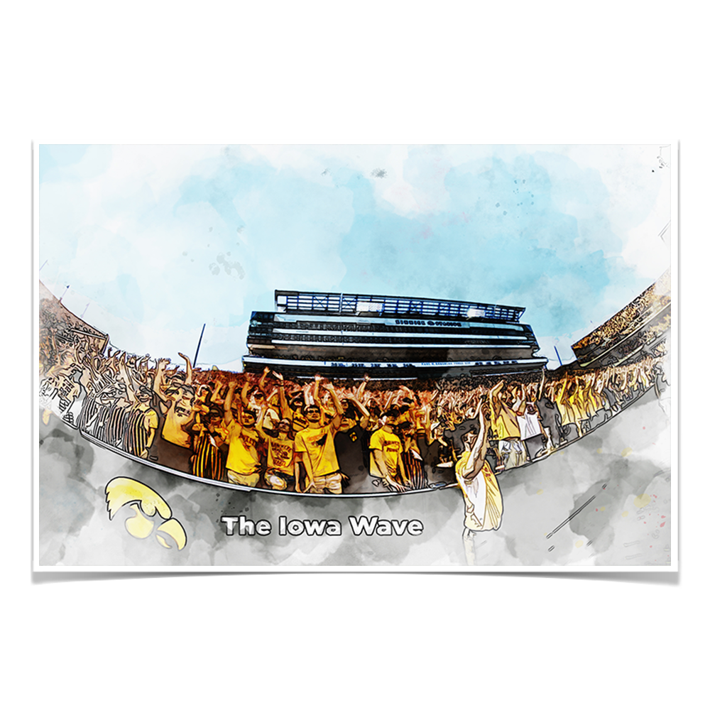 Iowa Hawkeyes - Iowa Wave Watercolor - College wall art #Canvas