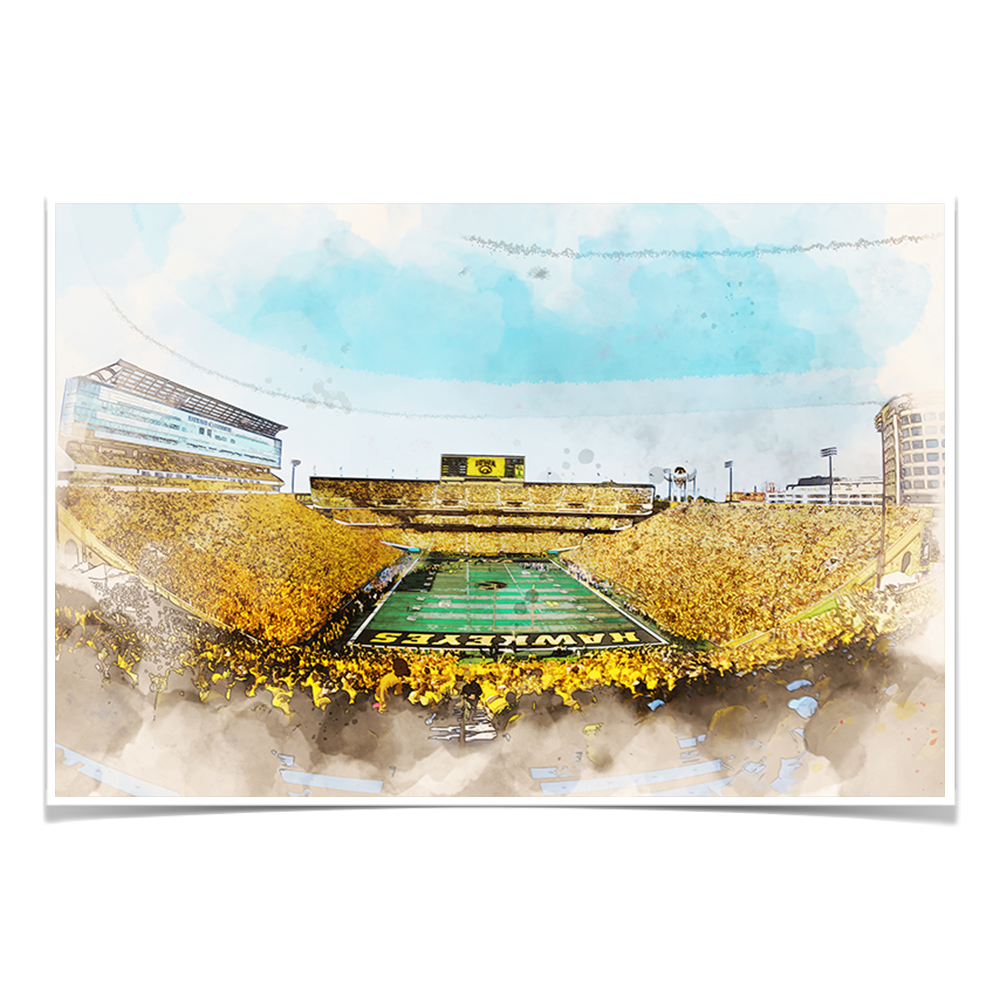 Iowa Hawkeyes - Gold Game Watercolor - College Wall Art #Canvas