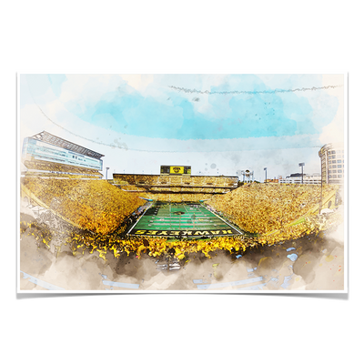Iowa Hawkeyes - Gold Game Watercolor - College Wall Art #Acrylic