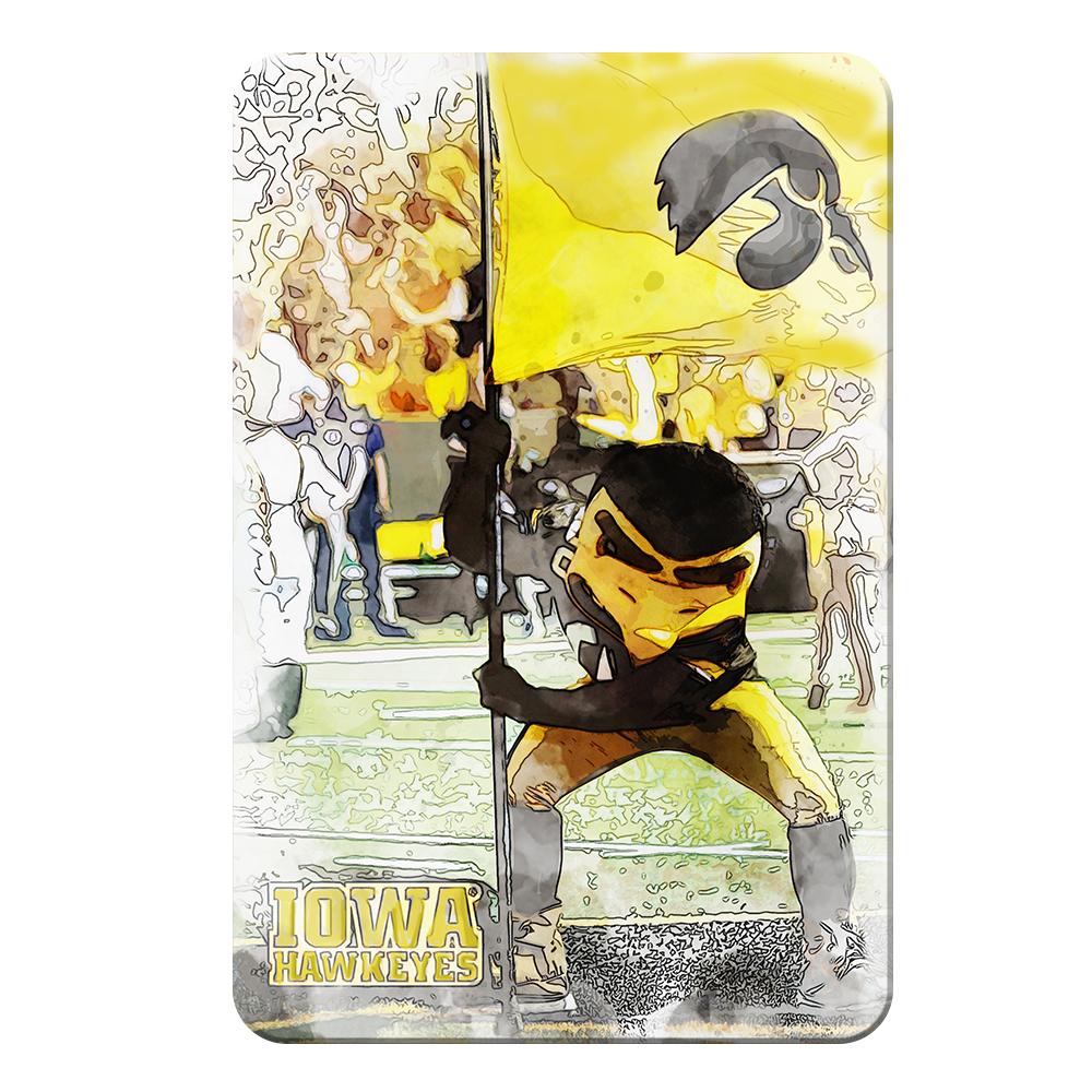 Iowa Hawkeyes - Iowa Hawkeyes Herky on the 50 Watercolor - College Wall Art #Canvas