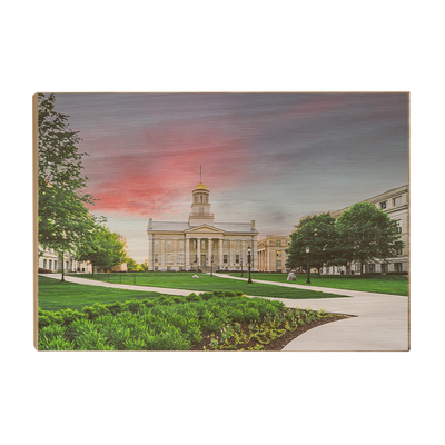 Iowa Hawkeyes - Campus Sunset Painting - College Wall Art #Wood