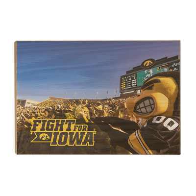 Iowa Hawkeyes - Herky Fight for Iowa - College Wall Art #Wood