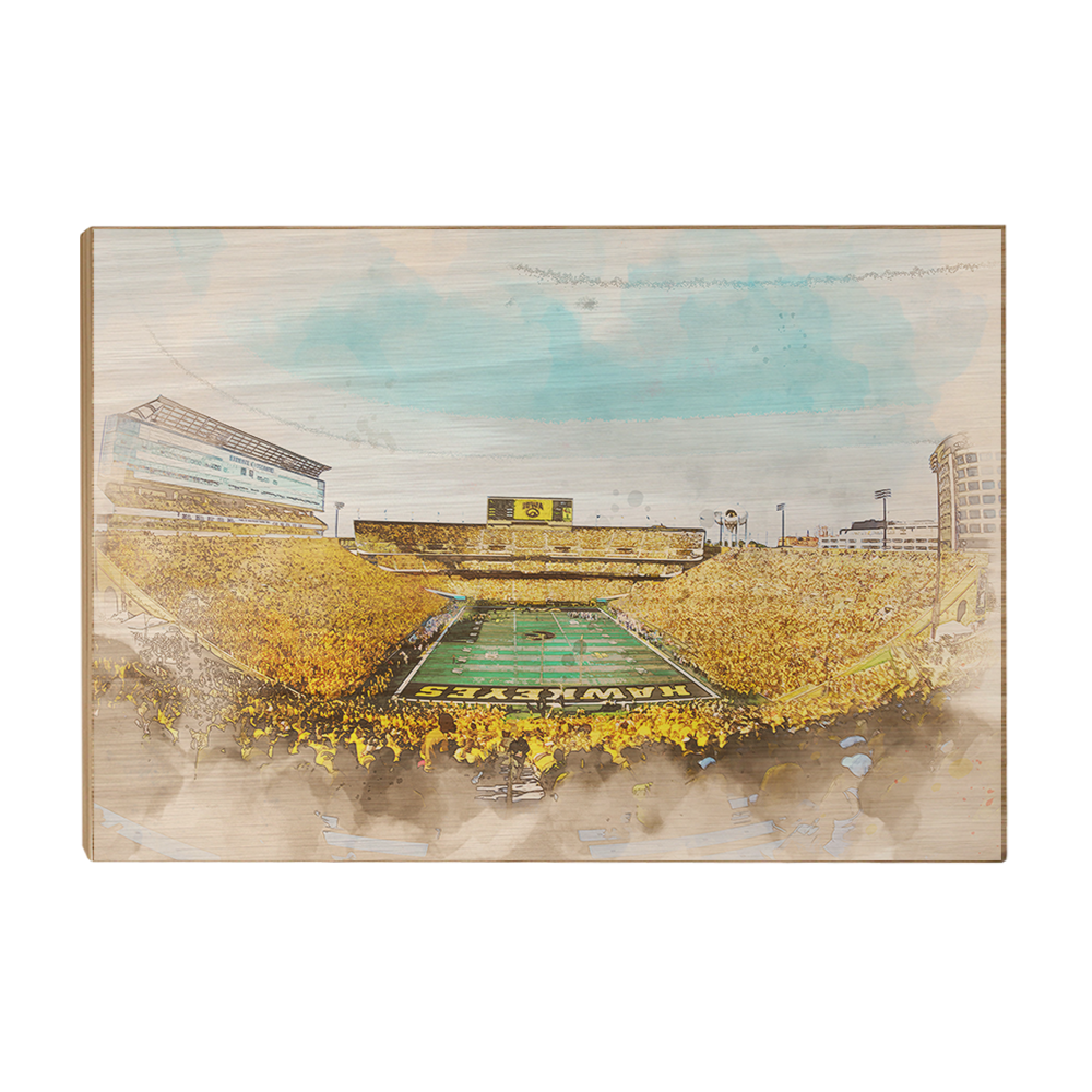 Iowa Hawkeyes - Gold Game Watercolor - College Wall Art #Canvas
