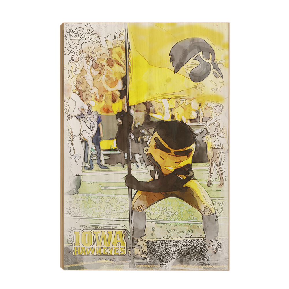 Iowa Hawkeyes - Iowa Hawkeyes Herky on the 50 Watercolor - College Wall Art #Canvas