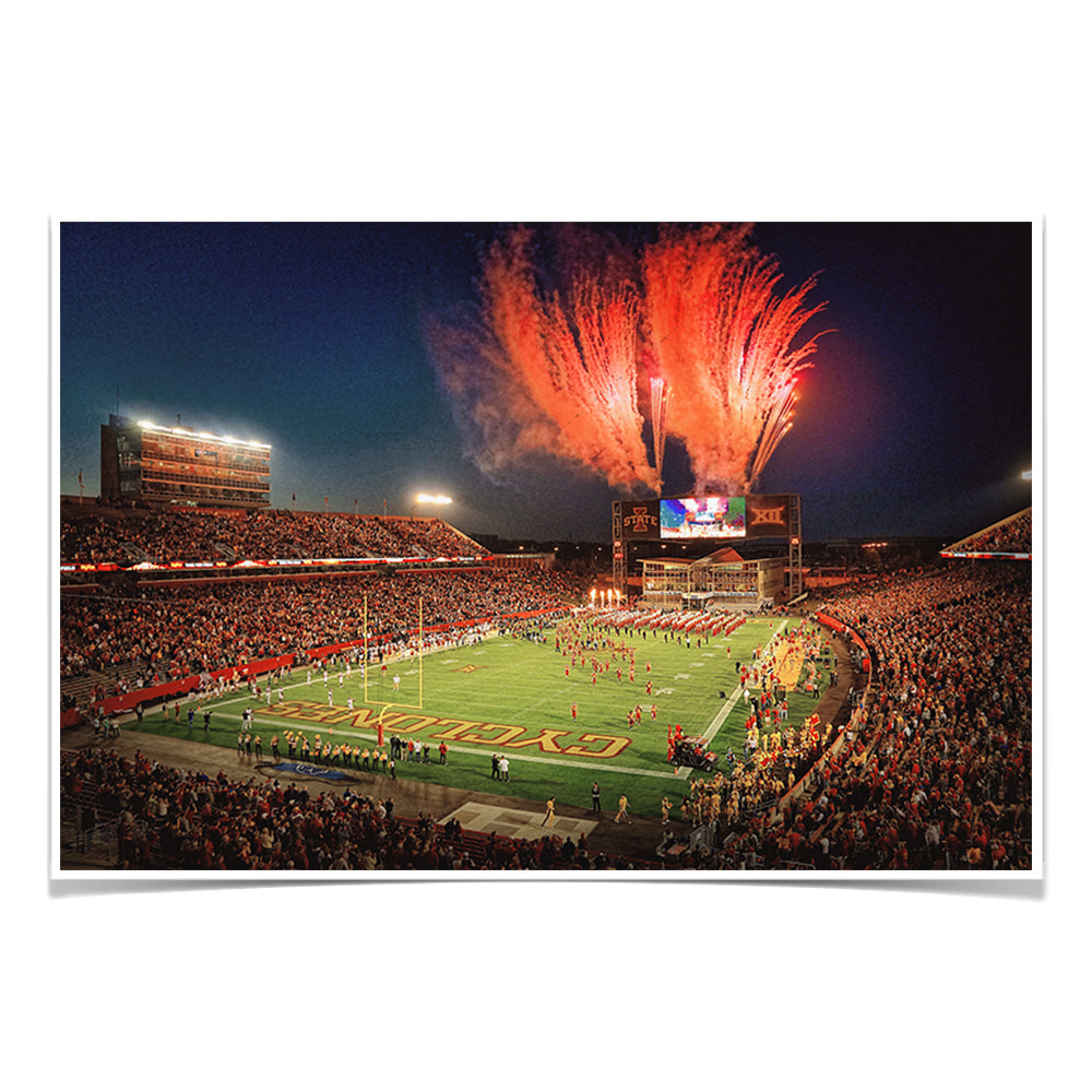 Iowa State Cyclones - Fireworks over Jack Trice Stadium - College Wall Art #Canvas