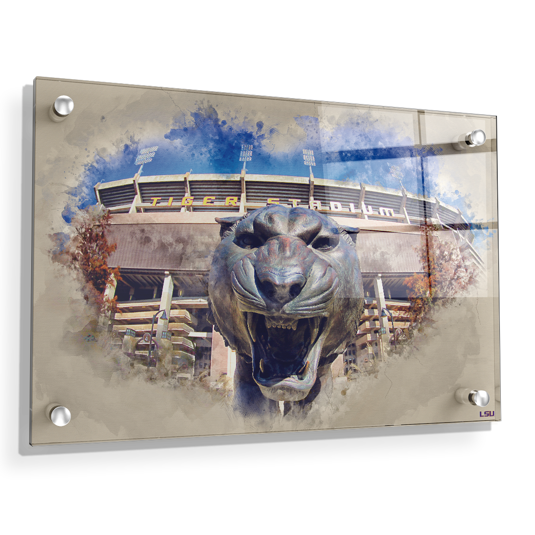 LSU Tigers - LSU Tiger Watercolor - College Wall Art #Canvas