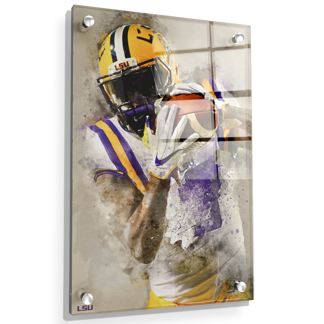 LSU Tigers - LSU Catch Watercolor - College Wall Art #Canvas