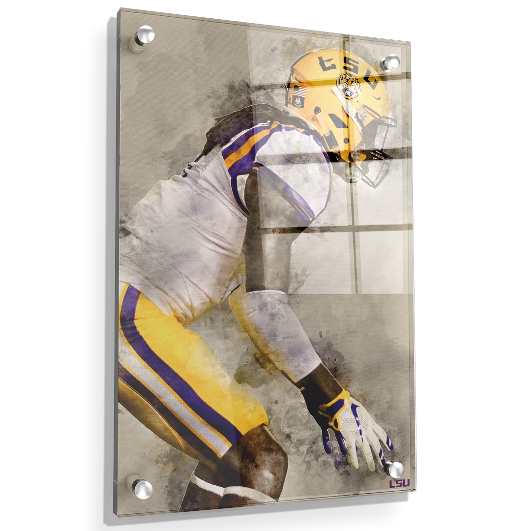 LSU Tigers - LSU Defense Watercolor - College Wall Art #Canvas