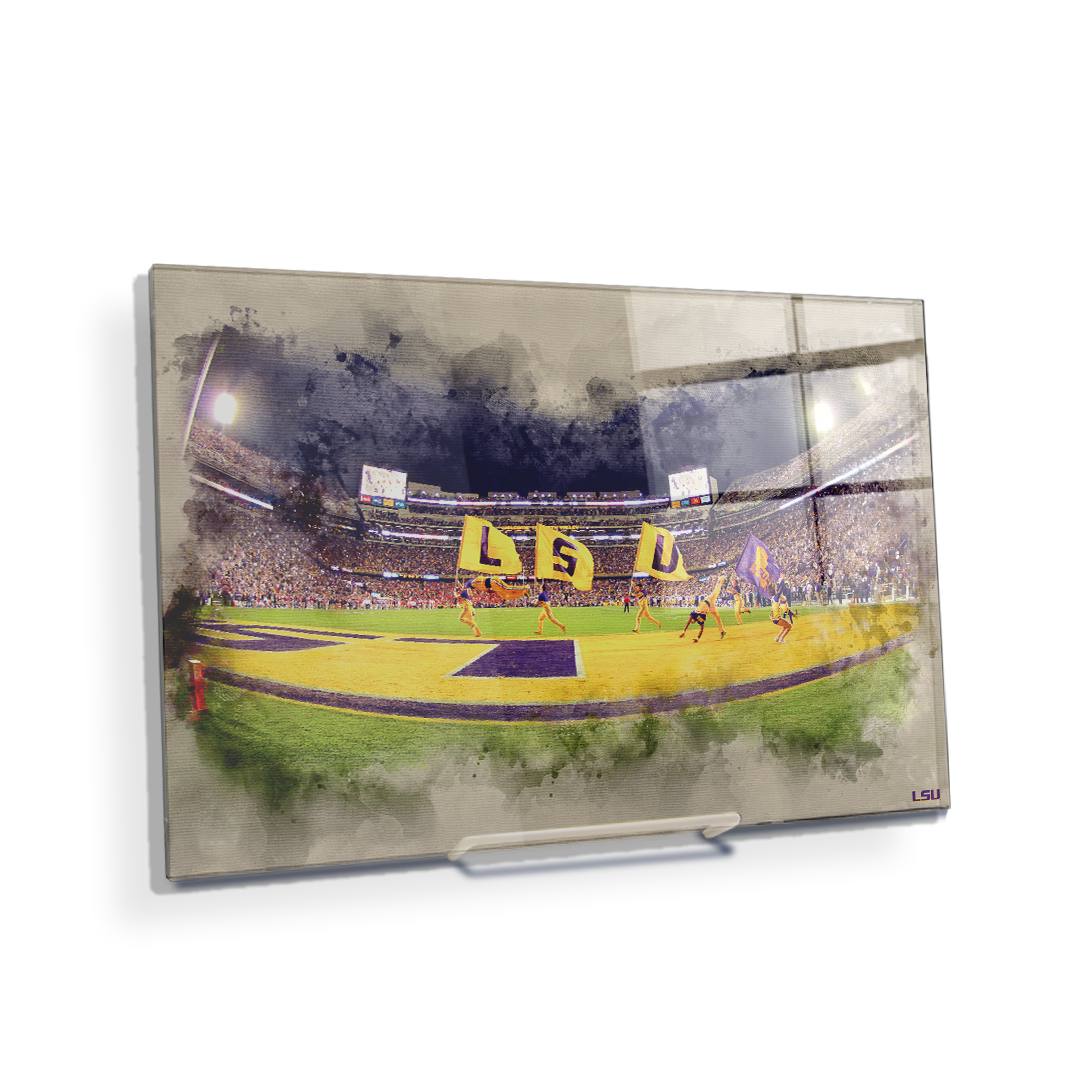 LSU Tigers - Tiger Stadium Watercolor - College Wall Art #Canvas