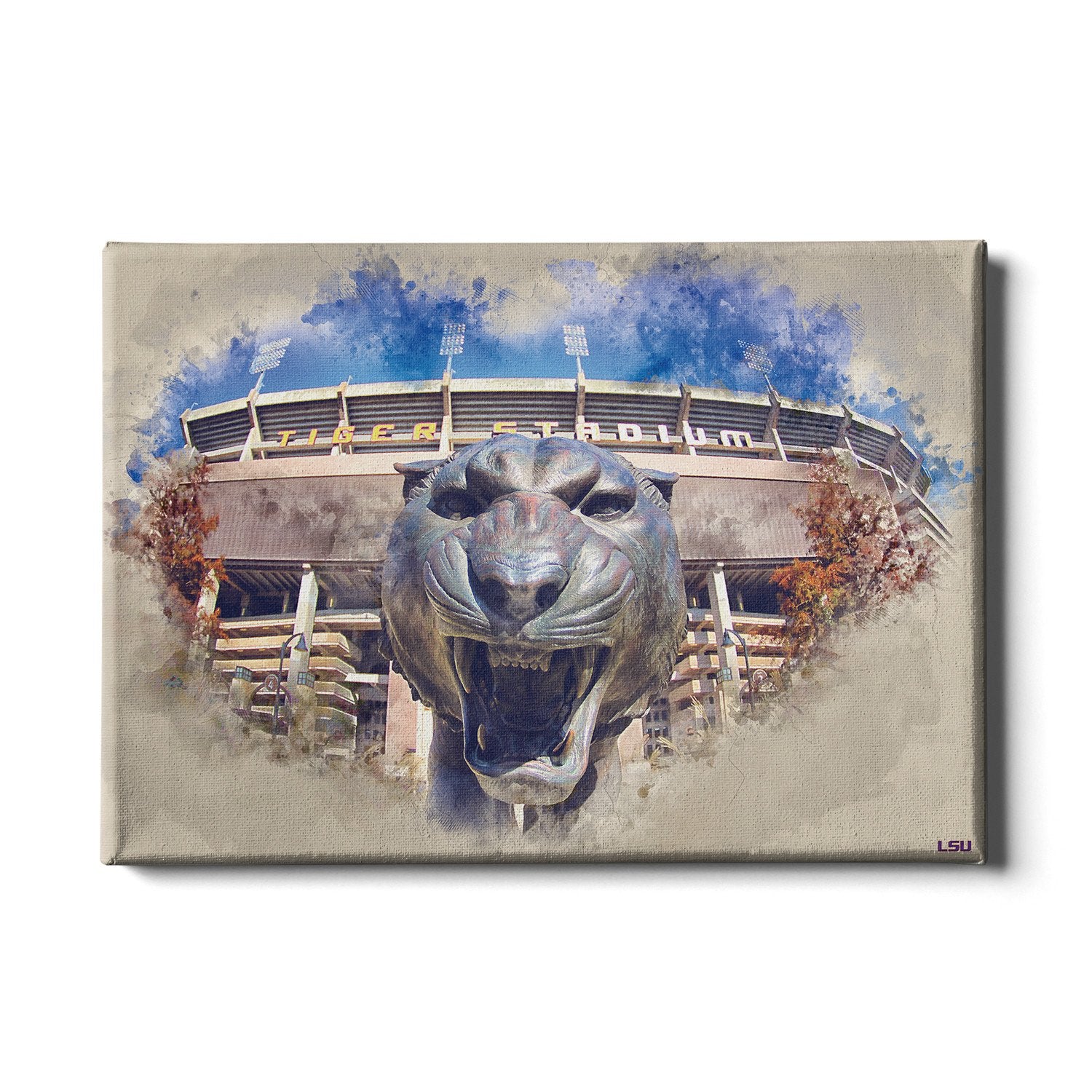 LSU Tigers - LSU Tiger Watercolor - College Wall Art #Canvas