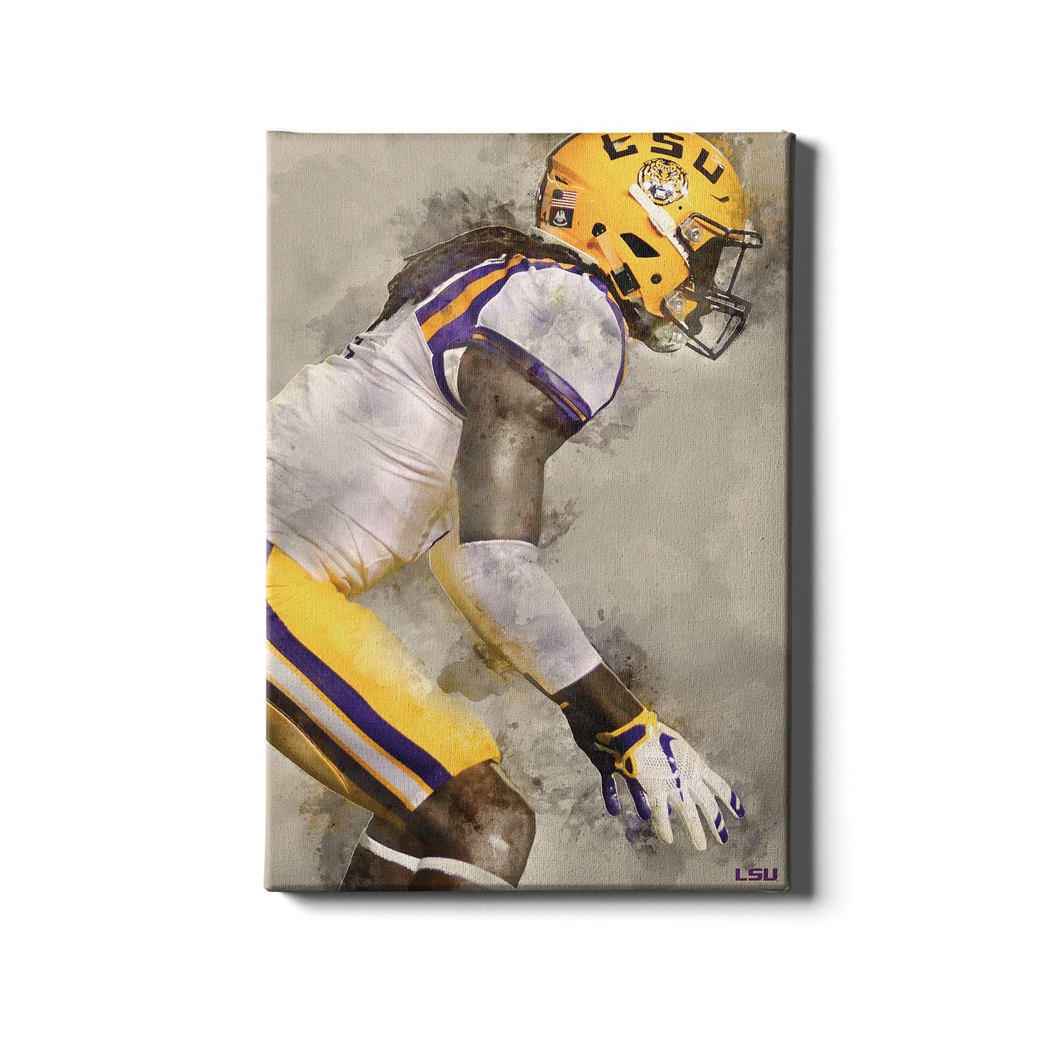 LSU Tigers - LSU Defense Watercolor - College Wall Art #Canvas