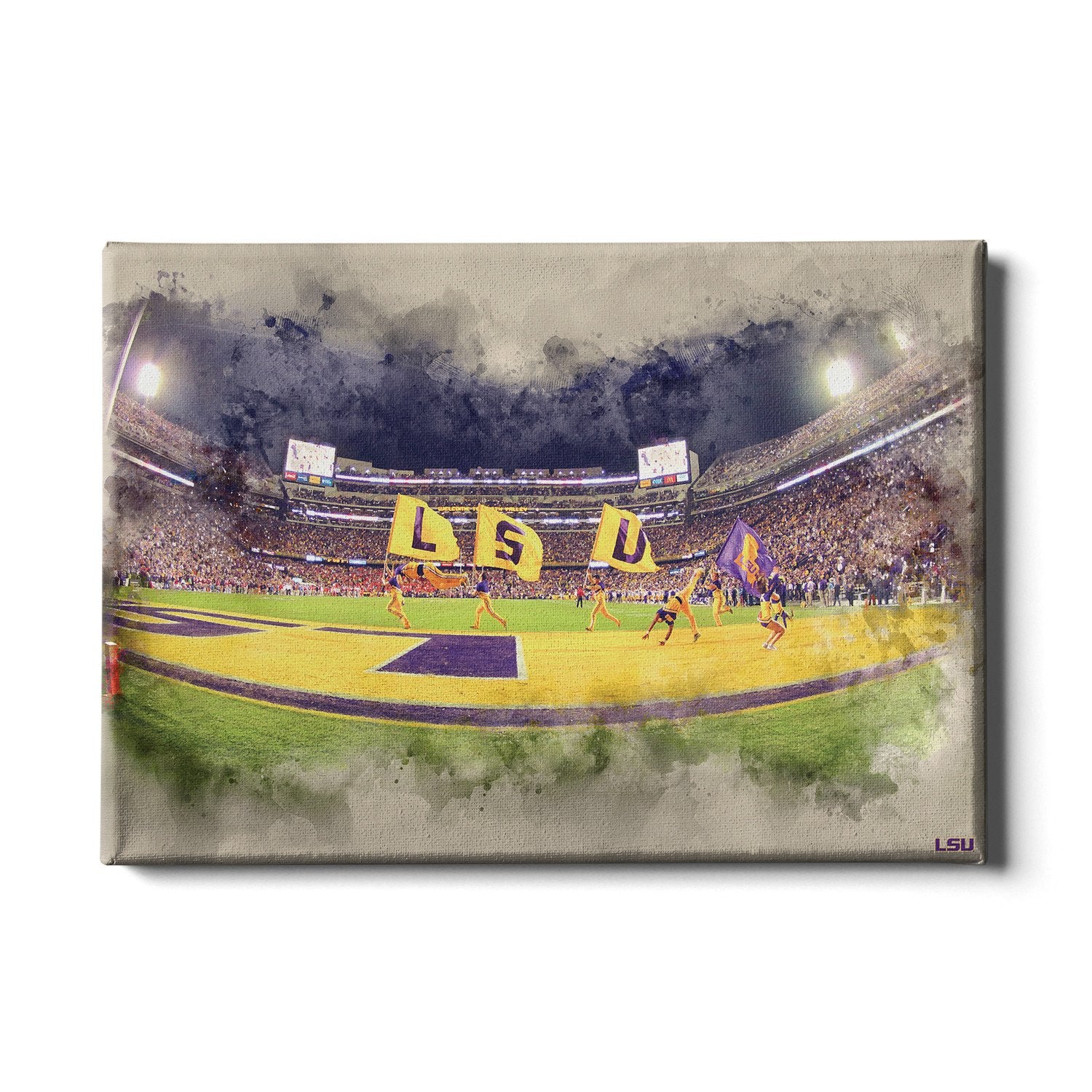 LSU Tigers - Tiger Stadium Watercolor - College Wall Art #Canvas