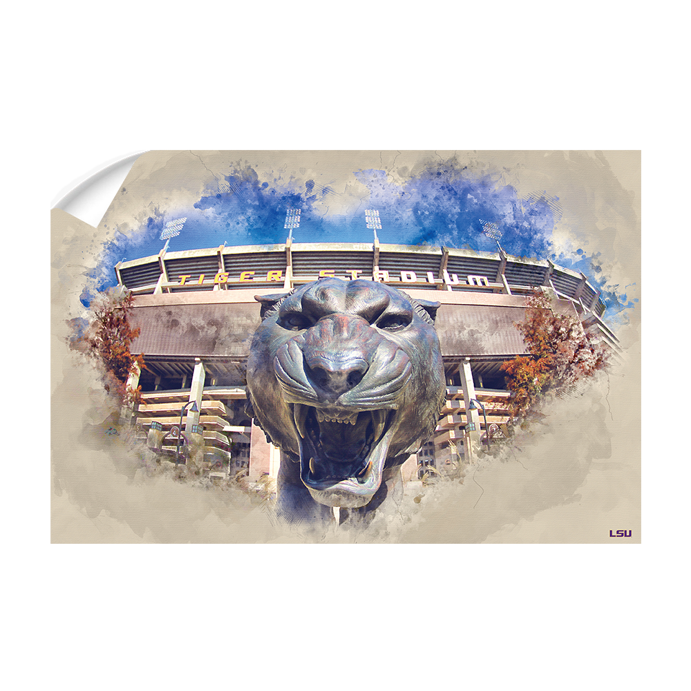 LSU Tigers - LSU Tiger Watercolor - College Wall Art #Canvas