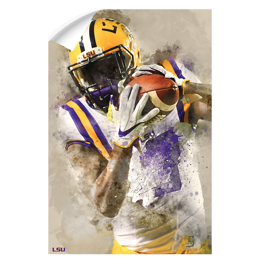 LSU Tigers - LSU Catch Watercolor - College Wall Art #Canvas