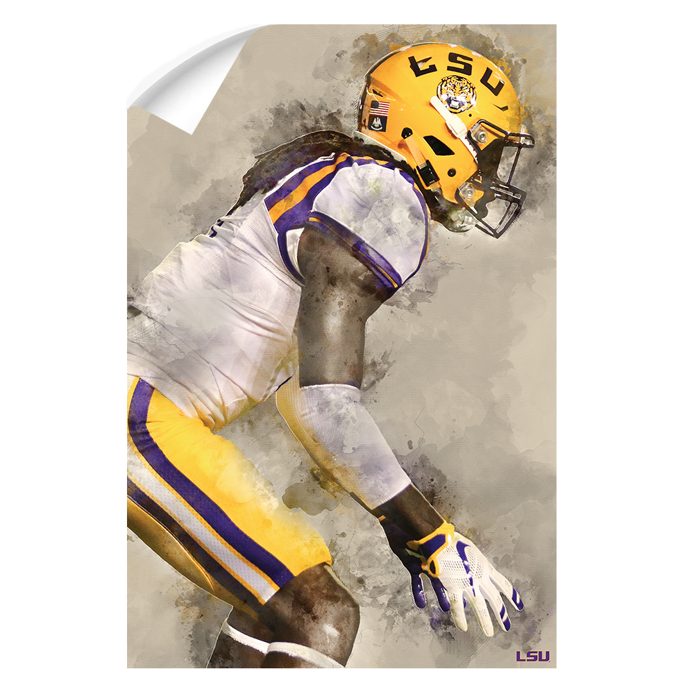 LSU Tigers - LSU Defense Watercolor - College Wall Art #Canvas