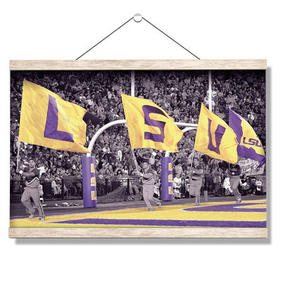 LSU Tigers - LSU Touchdown Flags - College Wall Art #Hanging Canvas