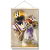 LSU Tigers - LSU Catch Watercolor - College Wall Art #Hanging Canvas