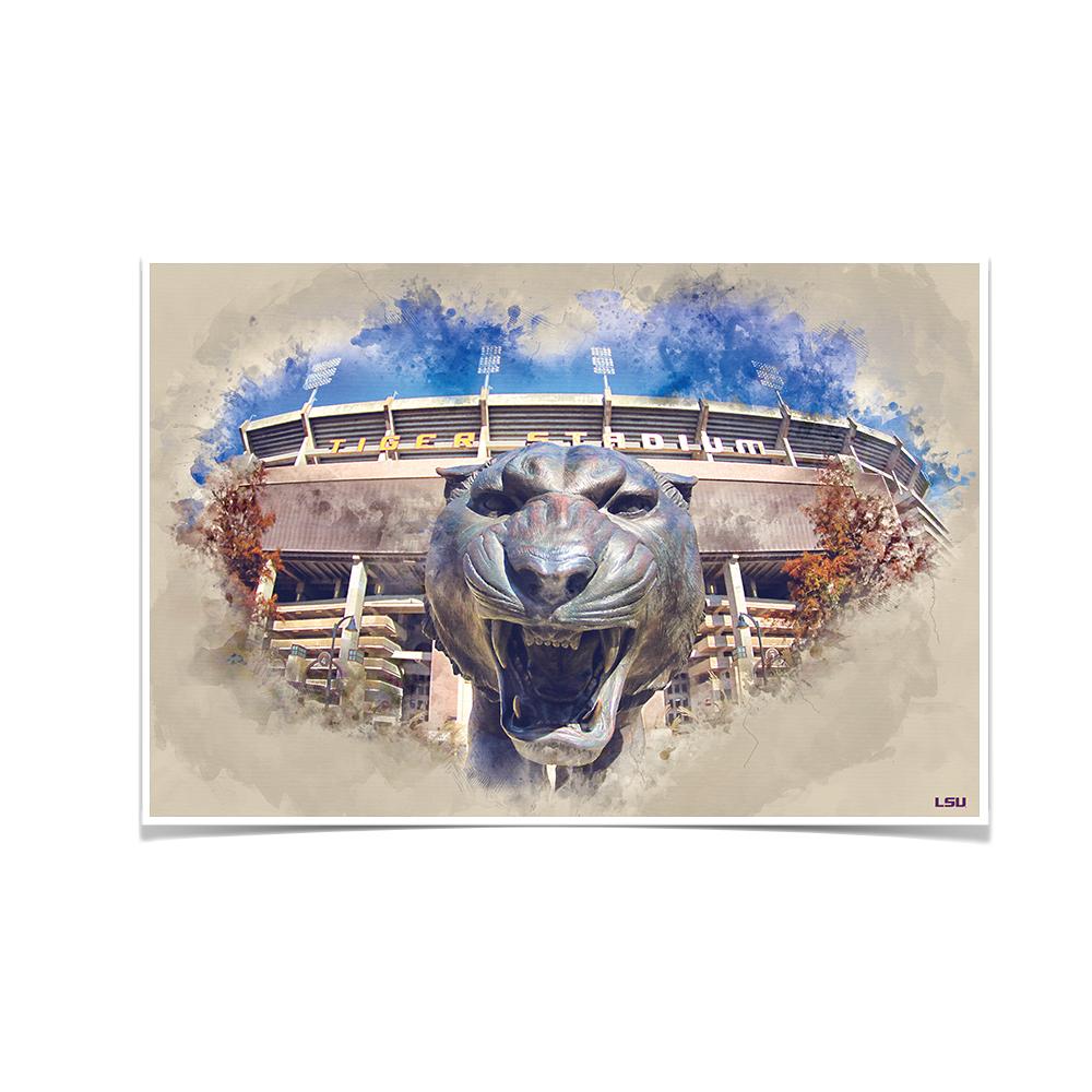 LSU Tigers - LSU Tiger Watercolor - College Wall Art #Canvas