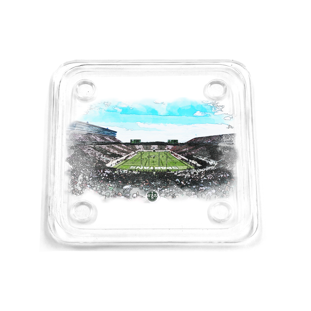 Michigan State Spartans - Spartan Stadium Stripe Out Watercolor Drink Coaster