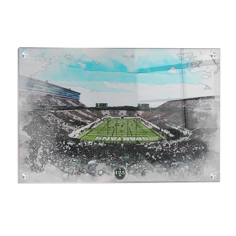 Michigan State - Spartan Stadium Stipe Watercolor - College Wall Art #Canvas