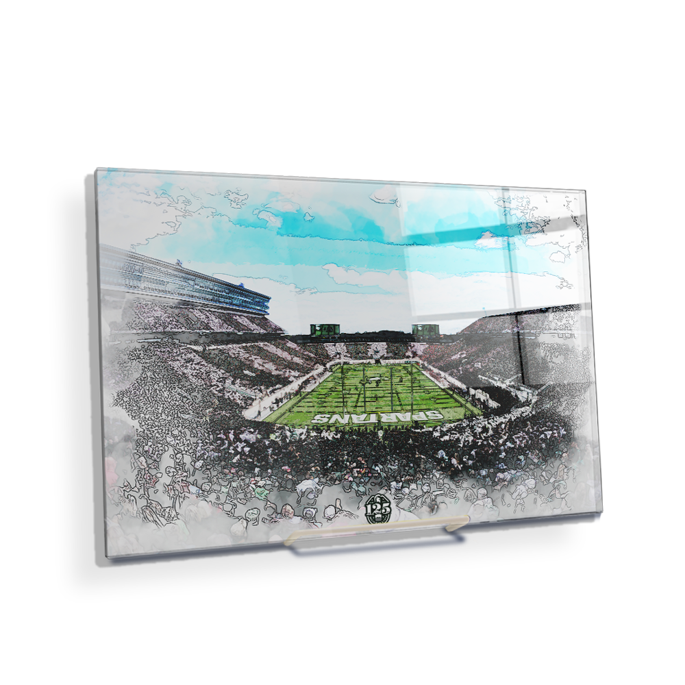 Michigan State - Spartan Stadium Stipe Watercolor - College Wall Art #Canvas