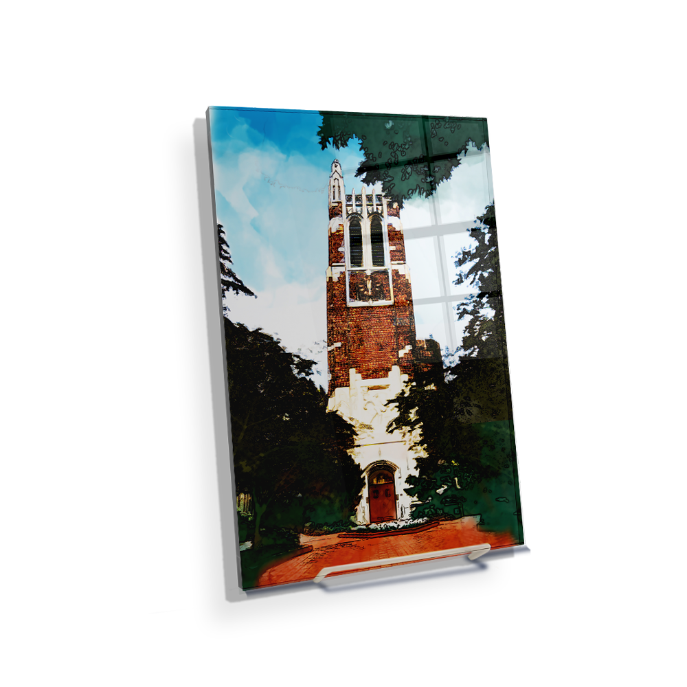 Michigan State - Beaumont Tower Watercolor - College Wall Art #Canvas