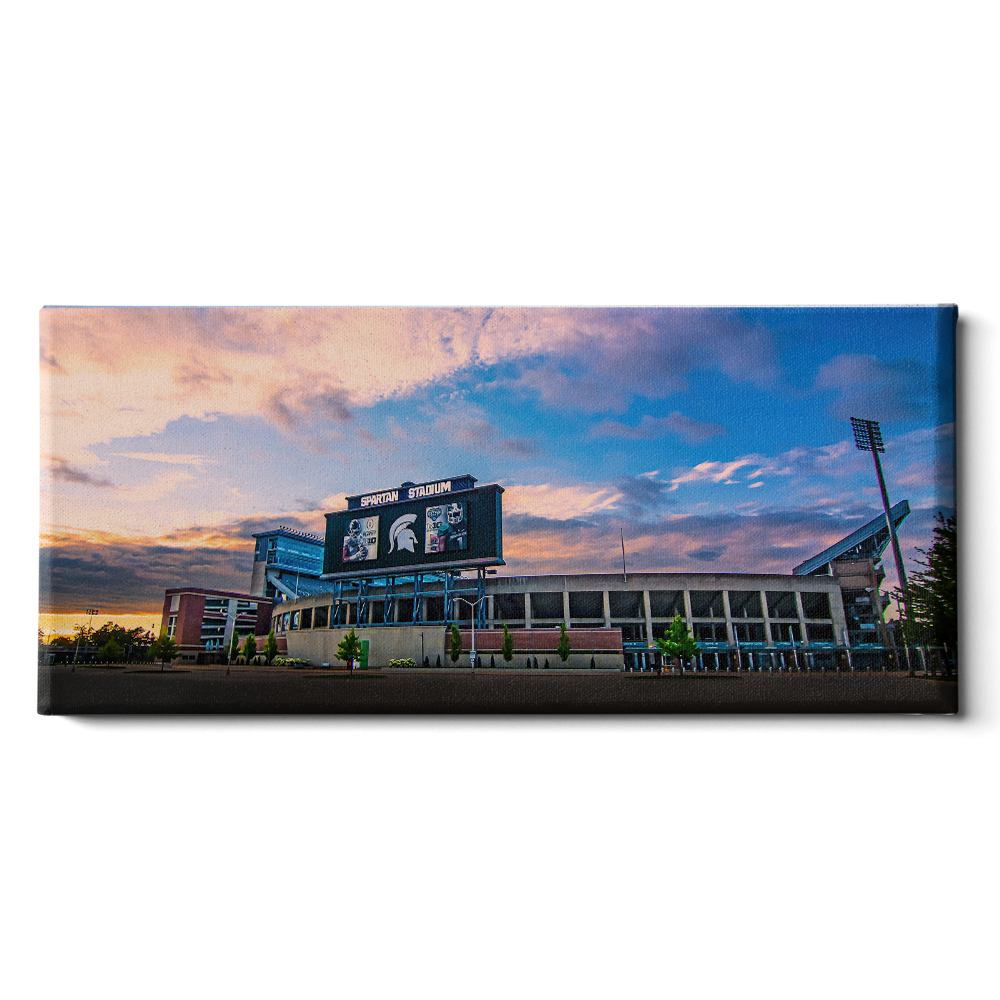 Michigan State - Sunset Spartan Stadium Panoramic - College Wall Art #Canvas