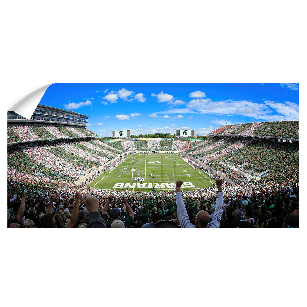 Michigan State - Spartan Stripe Out Pano - College Wall Art #Canvas