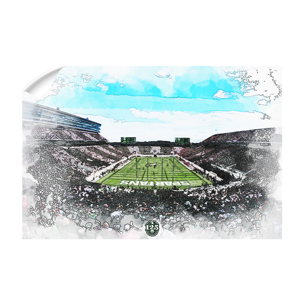 Michigan State - Spartan Stadium Stipe Watercolor - College Wall Art #Canvas