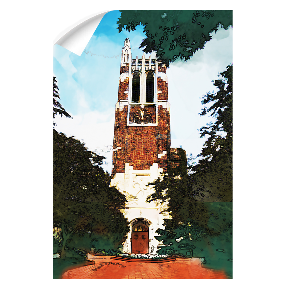 Michigan State - Beaumont Tower Watercolor - College Wall Art #Canvas