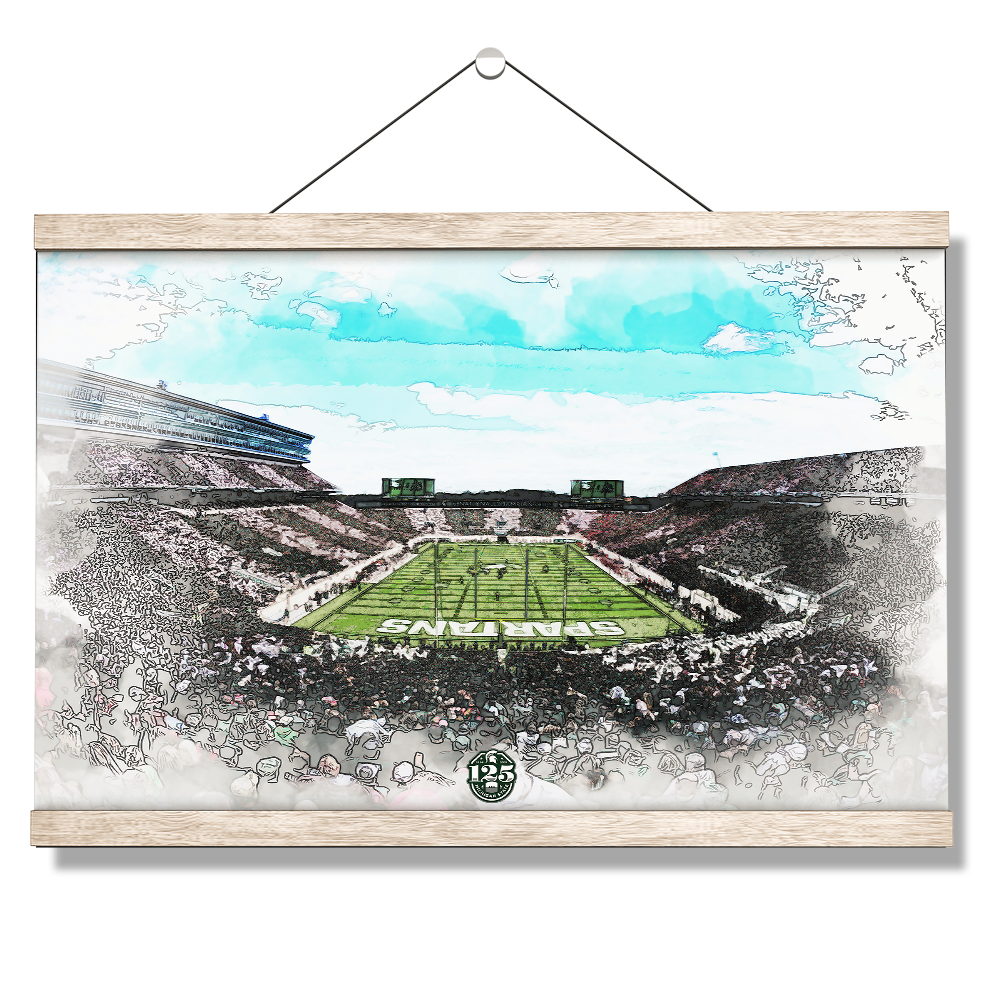 Michigan State - Spartan Stadium Stipe Watercolor - College Wall Art #Canvas