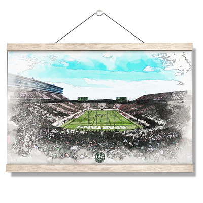 Michigan State - Spartan Stadium Stipe Watercolor - College Wall Art #Hanging Canvas