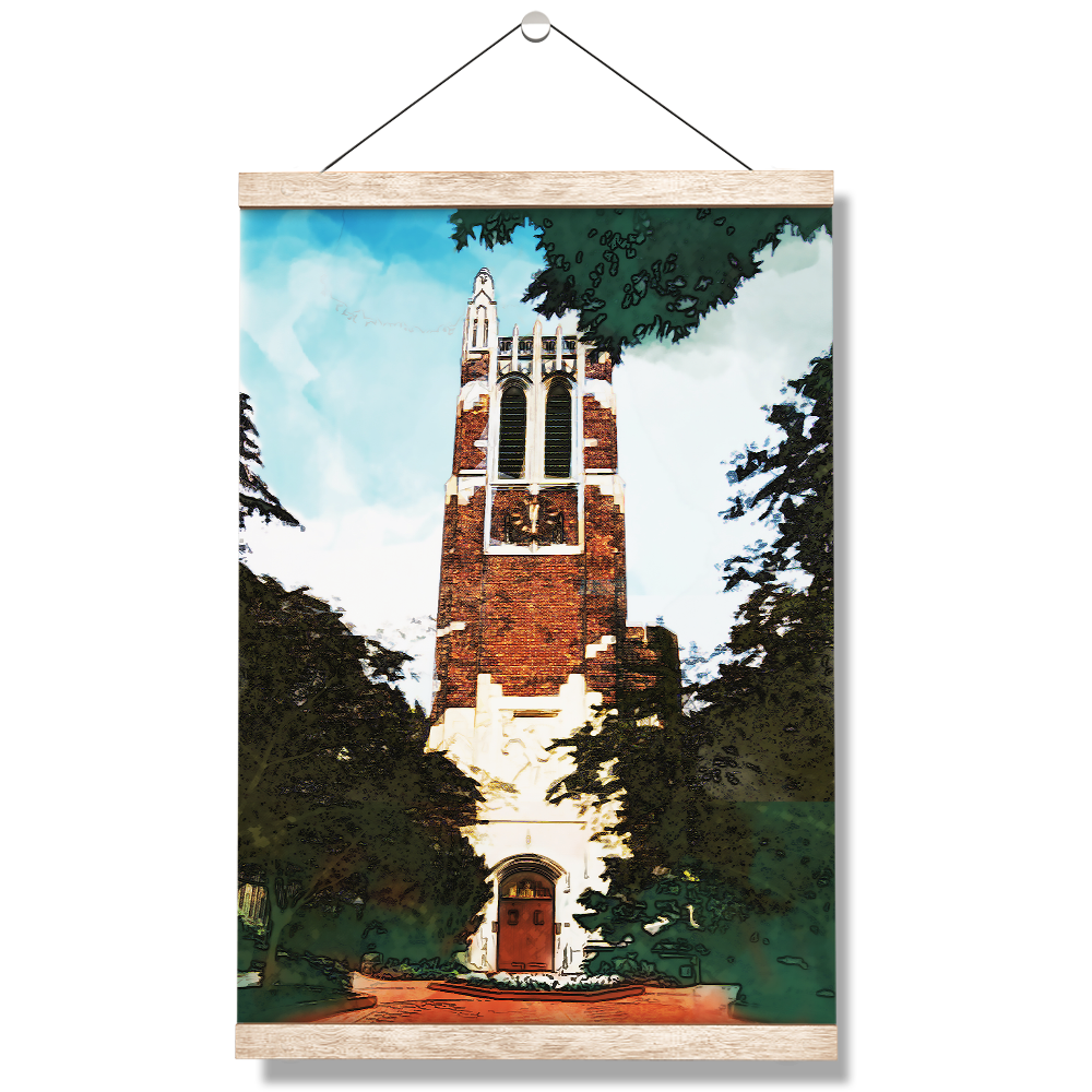 Michigan State - Beaumont Tower Watercolor - College Wall Art #Canvas