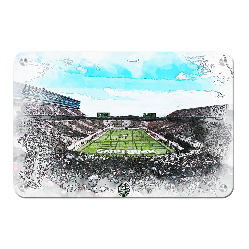 Michigan State - Spartan Stadium Stipe Watercolor - College Wall Art #Canvas