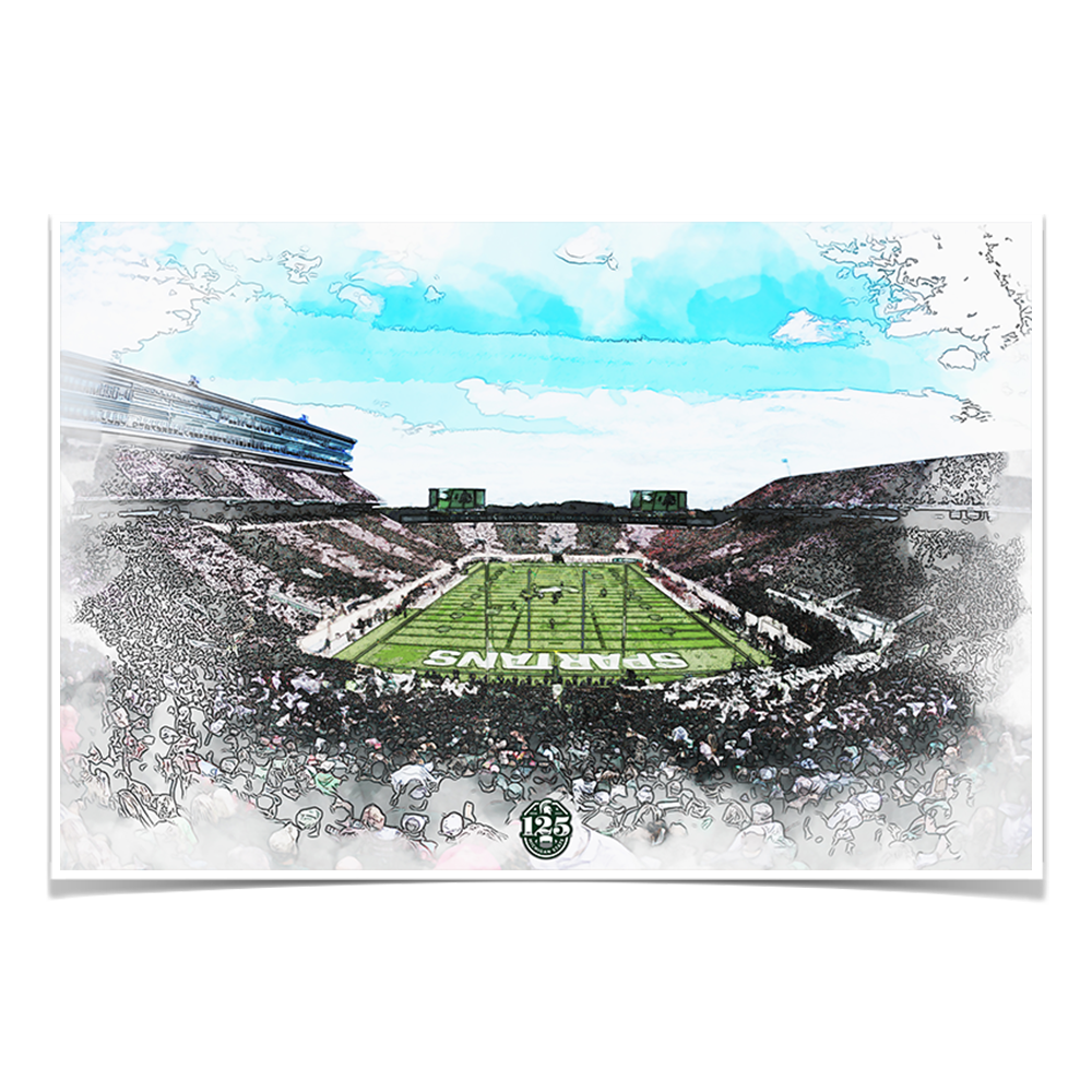 Michigan State - Spartan Stadium Stipe Watercolor - College Wall Art #Canvas