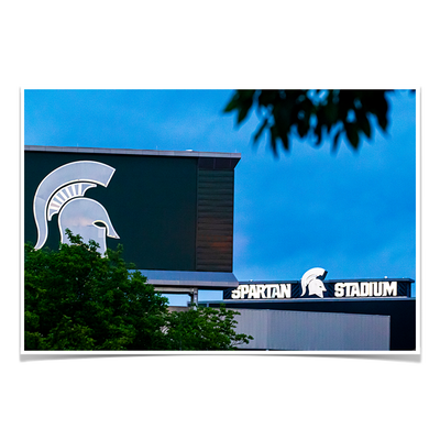 Michigan State - Spartan Stadium Lights - College Wall Art #Poster