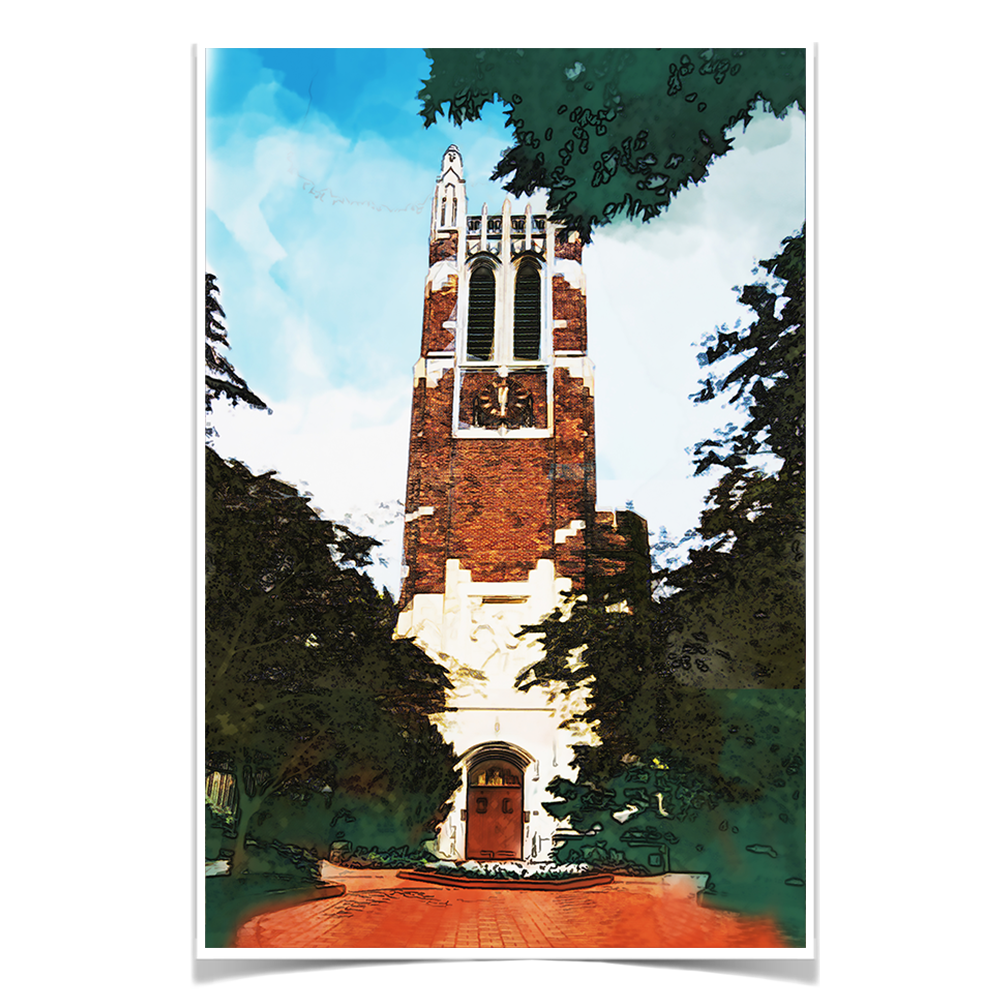 Michigan State - Beaumont Tower Watercolor - College Wall Art #Canvas