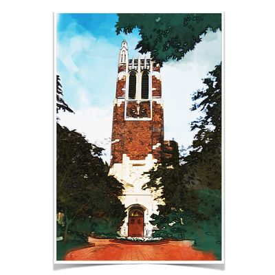 Michigan State - Beaumont Tower Watercolor - College Wall Art #Poster
