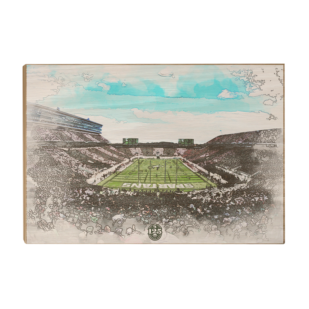 Michigan State - Spartan Stadium Stipe Watercolor - College Wall Art #Canvas
