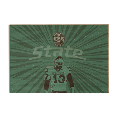 Michigan State Spartans - Retro State Football 125 Years - College Wall Art #Wood