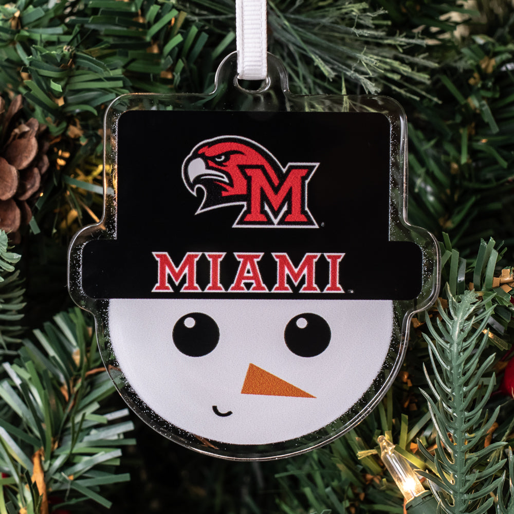 Miami RedHawks - Miami Snowman Head Double-Sided Ornament