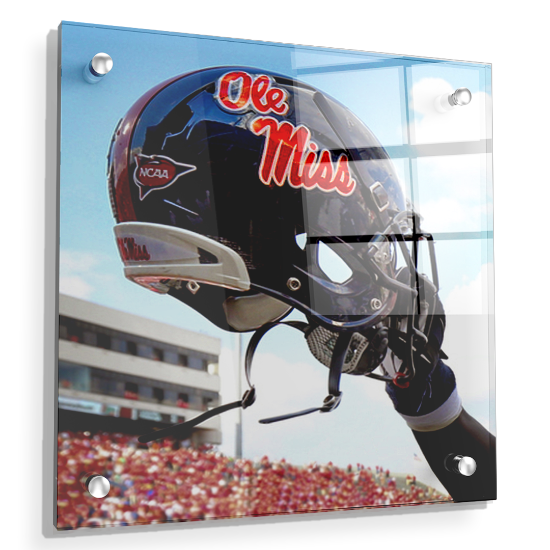 Ole Miss Rebels - Ole Miss Helmet Held High - College Wall Art #Canvas