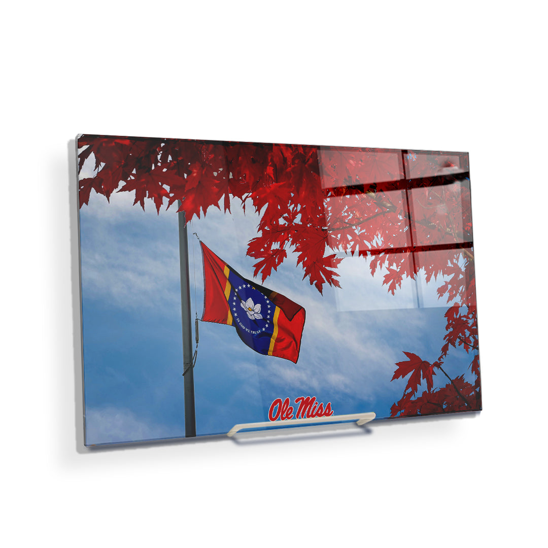 Ole Miss Rebels - Fall Magnolia State Flag - College Wall Art #Canvas