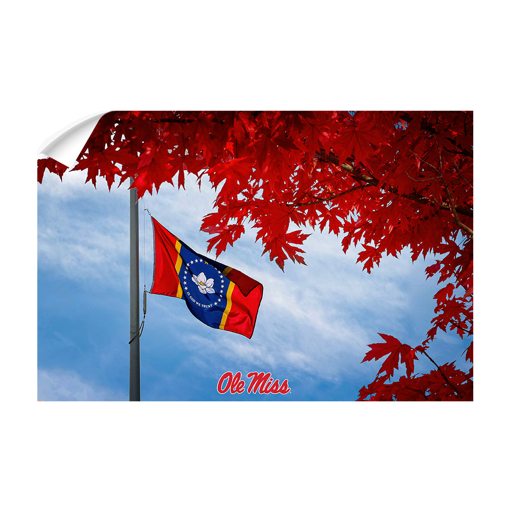 Ole Miss Rebels - Fall Magnolia State Flag - College Wall Art #Canvas