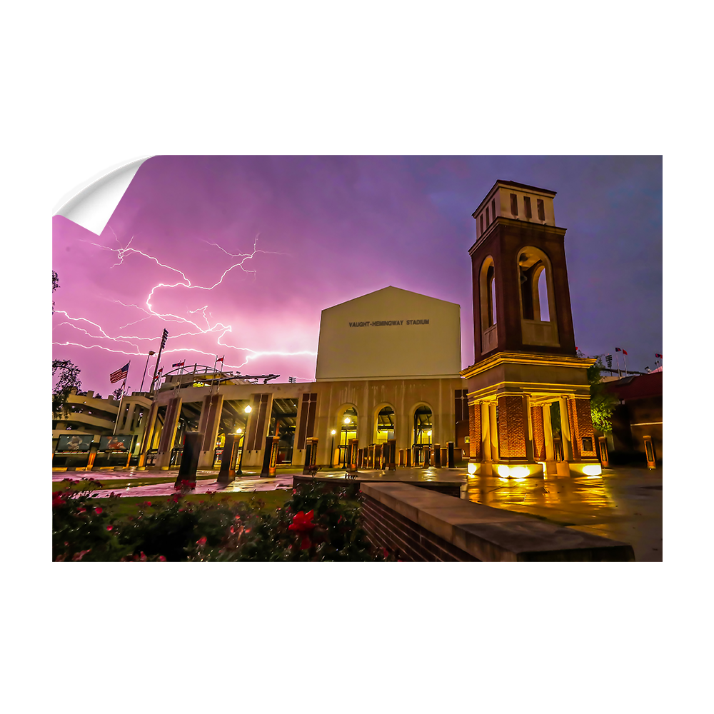 Ole Miss Rebels - Lightning Over Vaught Hemingway - College Wall Art #Canvas