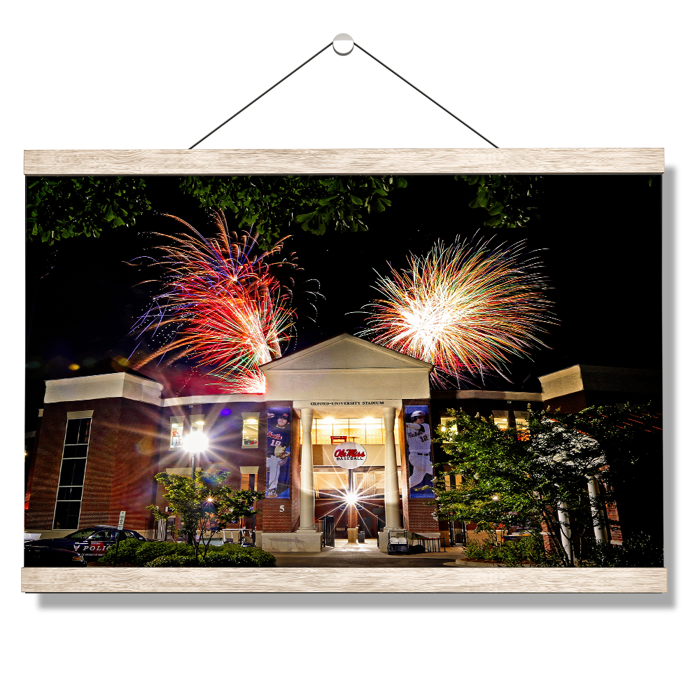 Ole Miss Rebels - Oxford University Stadium Fireworks - College Wall Art #Canvas