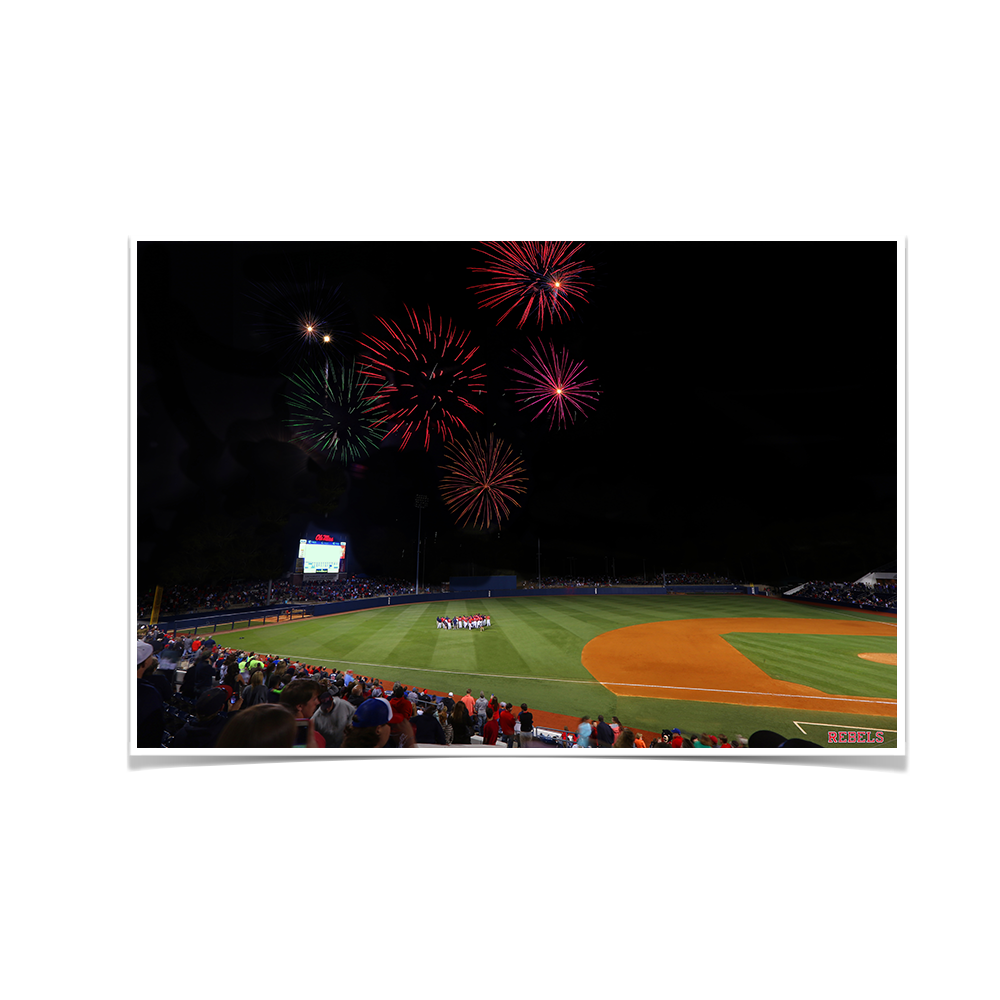 Ole Miss Rebels - Fireworks Over Swayze Field - College Wall Art #Canvas