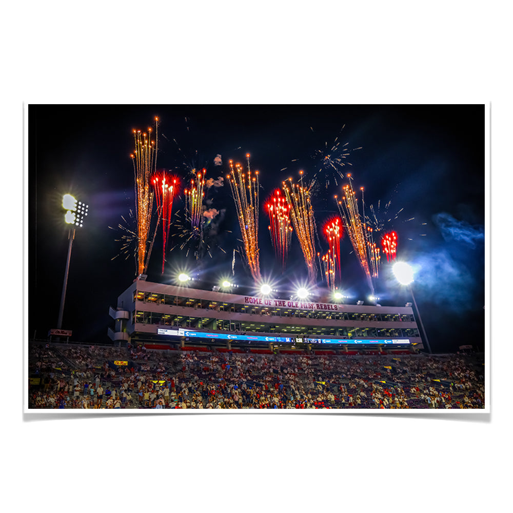 Ole Miss Rebels - Fireworks over Vaught-Hemingway - College Wall Art #Canvas