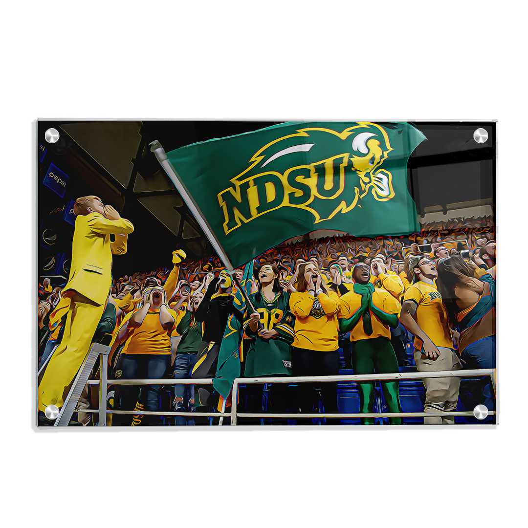 North Dakota State Bisons - NDSU Cheer Oil Paint - College Wall Art #Canvas